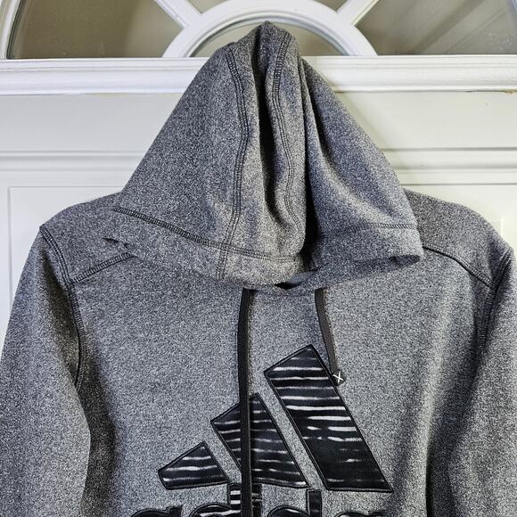 🦃 ADIDAS Ultimate Hoodie Size Medium Cozy Fleece Lined Gray Casual Winter - Picture 5 of 7